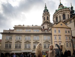 women travelers at Saint Nicholas church